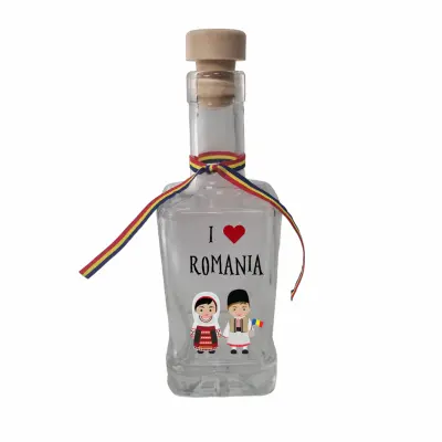 I love romania, sticla cu mesaj patrata, 250 ml, model divgs318 21
